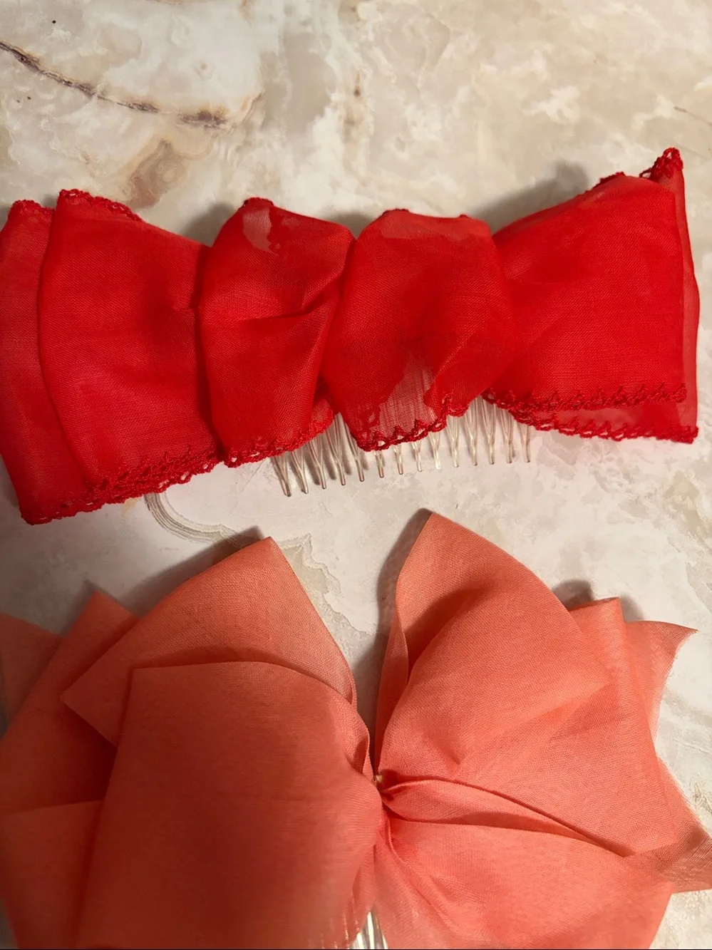 Women's Hair Bows with hair comb – Red, Coral Pink, Black